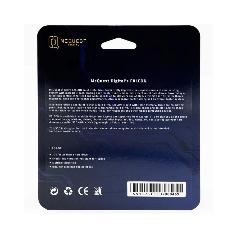 Ổ SSD McQuest FALCON-512GB (SATA3/ 2.5Inch/ 550MB/s/ 450MB/s)