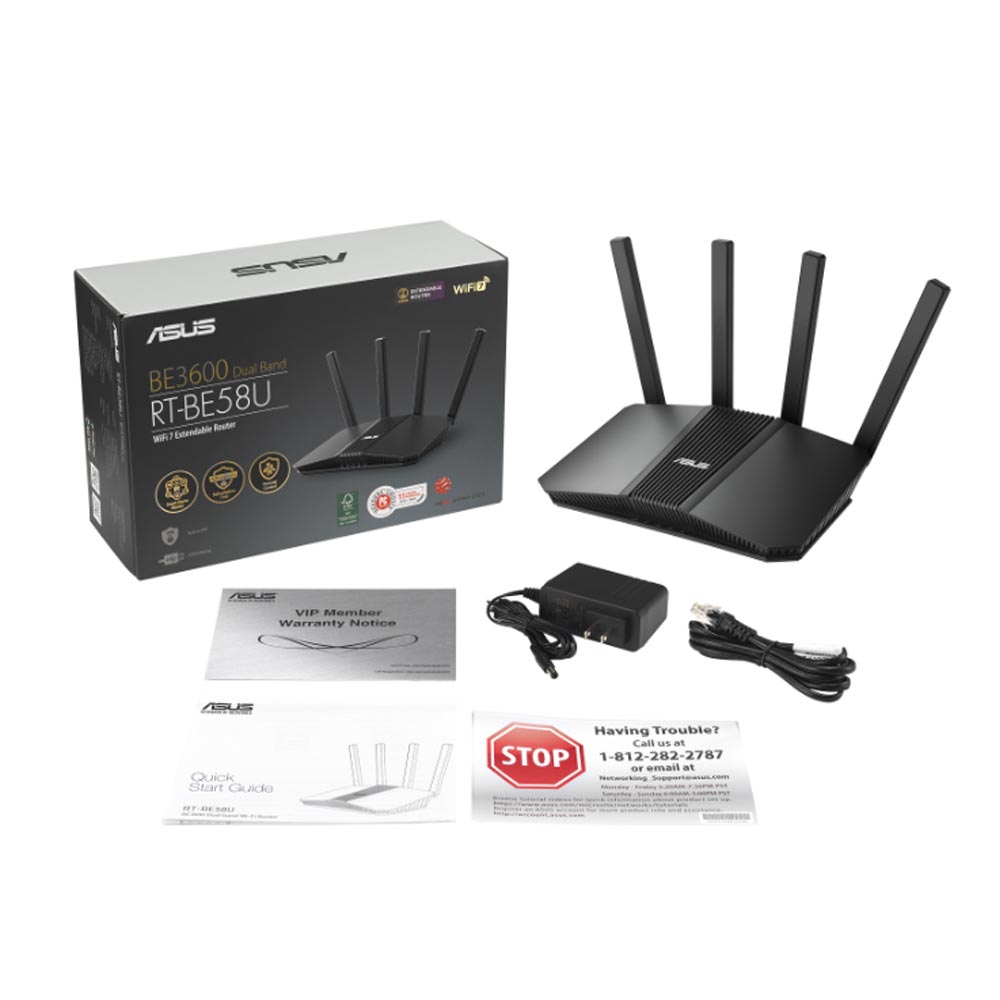 Bộ phát wifi 7 Asus RT-BE58U (Chuẩn BE/ BE3600Mbps/ 4 Ăng-ten ngoài/ Wifi Mesh/ 45User)