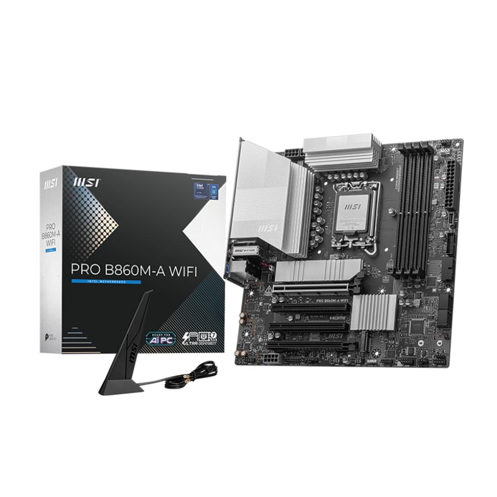 Mainboard MSI PRO B860M-A WIFI (Intel B860/ Socket 1851/ M-ATX/ 4 khe ram)