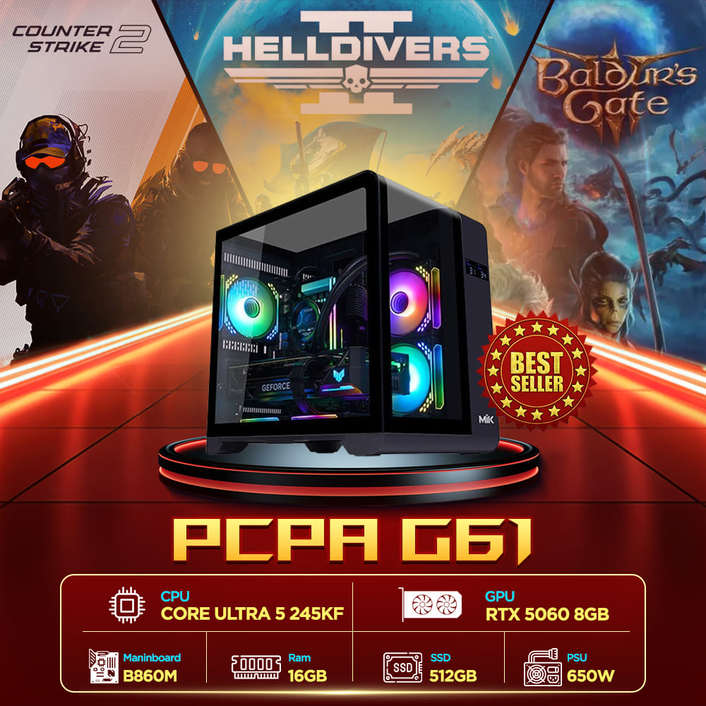 Máy tính PCPA G61 (Core Ultra 5 245KF/16GB/ 512GB SSD/RTX 5060 8Gb/650W)