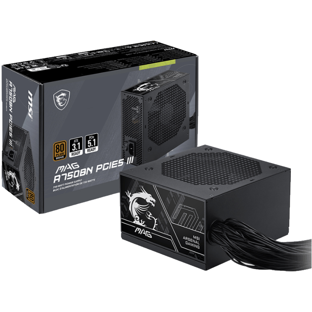 Nguồn máy tính MSI MAG A750BN PCIE5 III (750W/ 80 Plus Bronze/ ATX/ Đen)