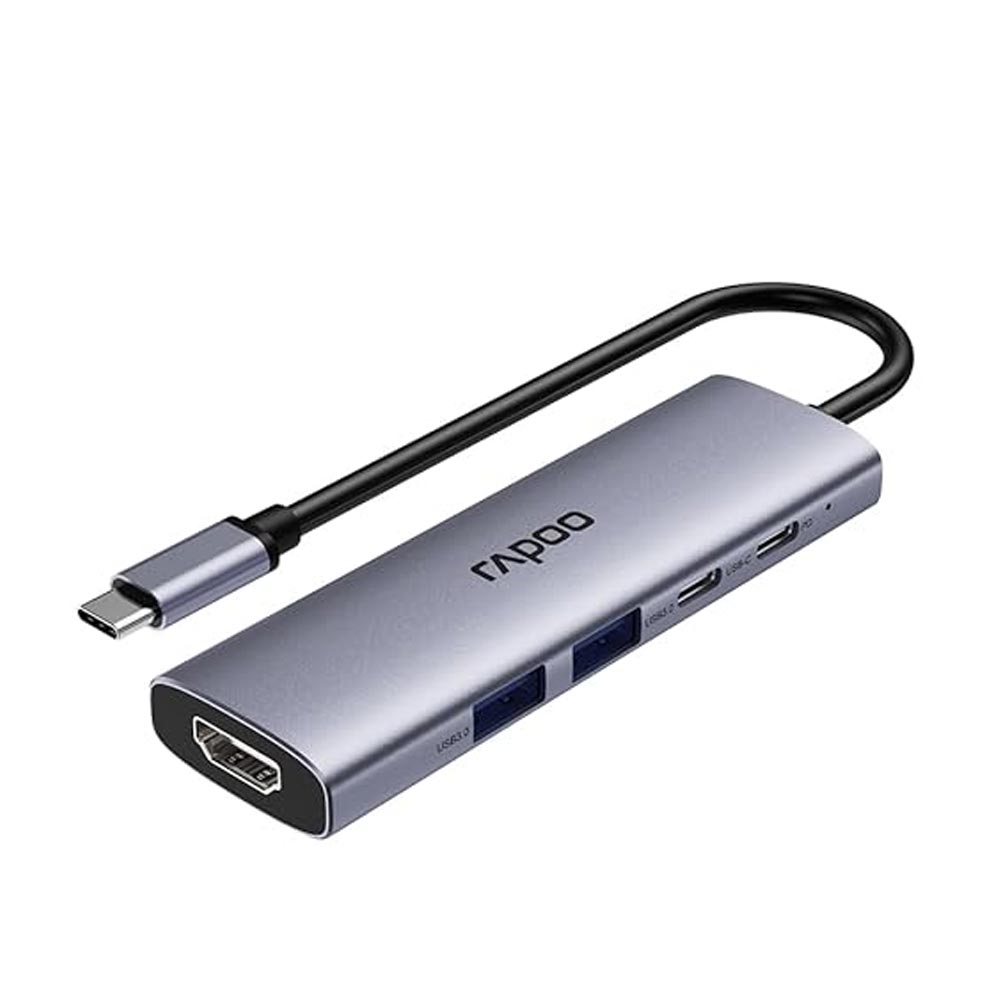 Bộ chuyển đổi Rapoo XD51 USB-C sang HDMI, USB-C, USB 3.0 x2, PD
