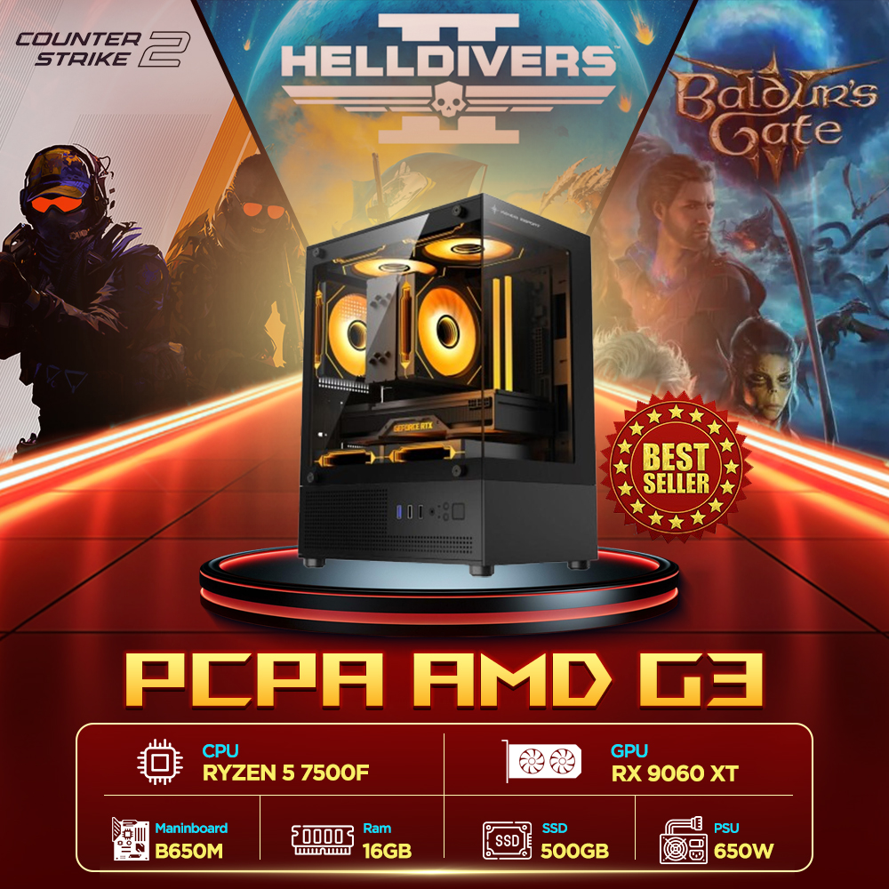 Máy tính PCPA AMD G3 (R5 7500F/16GB/RX 9060 XT 8G/650W)