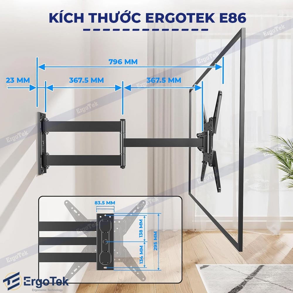 Giá treo Tivi sát tường siêu mỏng Ergotek E86 (20 – 65 Inch)