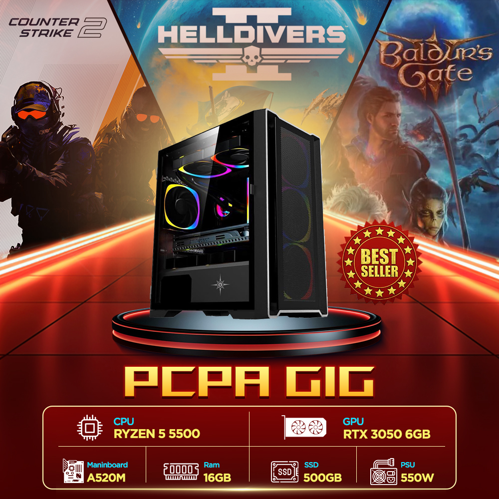 Máy tính PCPA GIG RTX 3050 6GB (R5 5500/ 16GB/ 500Gb SSD/ NoOS)