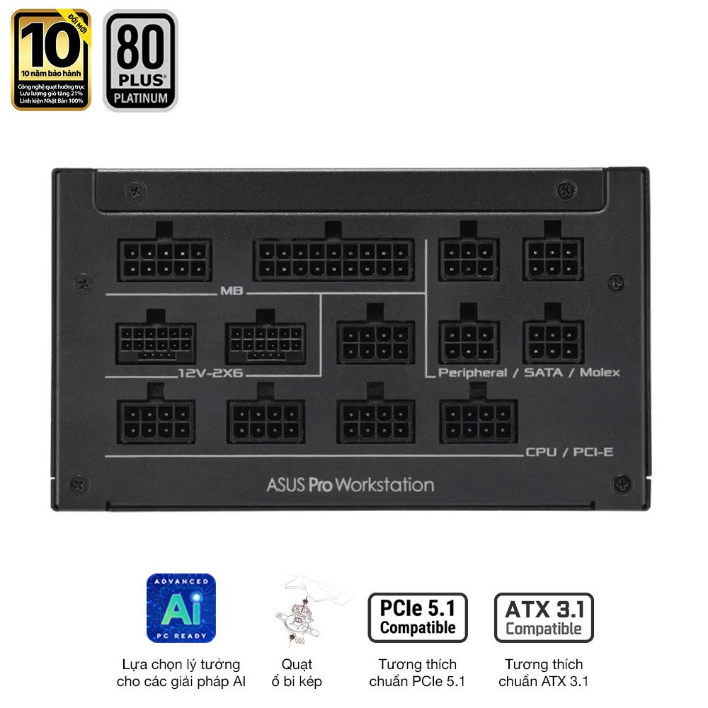Nguồn máy tính Asus PRO-WS-1600P (1600W/ 80 Plus Platinum/ Full-Modular)