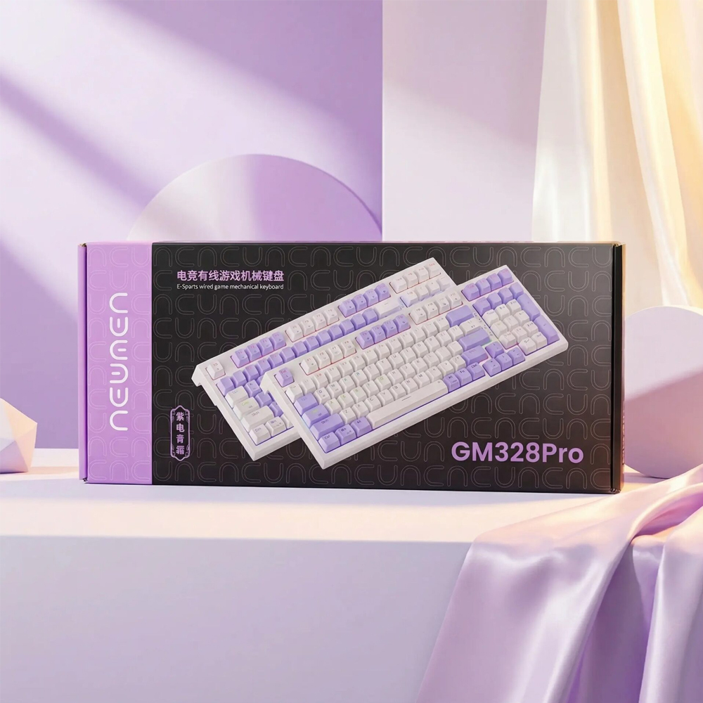 Bàn phím cơ Newmen GM328Pro White-purple, Red switch (LED Rainbows)