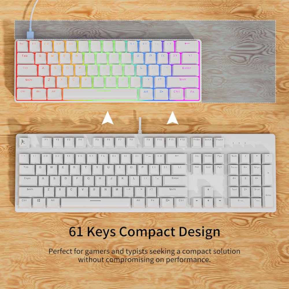Bàn phím cơ Newmen Gaming GM611 (LED Rainbows/ Trắng)