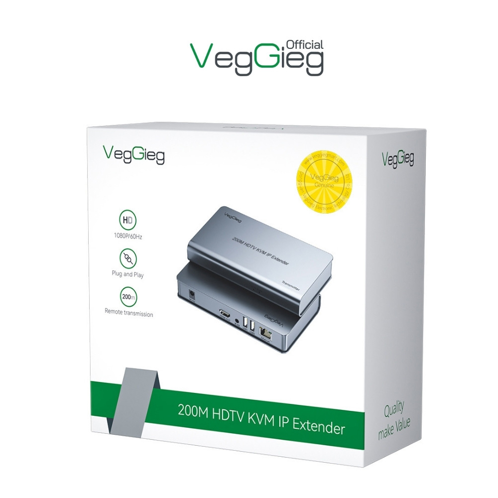 Bộ kéo dài HDMI VegGieg V-HD012 1080P@60Hz KVM Dài 200 Mét – Hỗ trợ USB