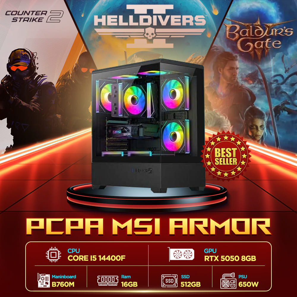 Máy tính PCPA MSI Armor (Core i5 14400F/16GB/RTX 5050 8G) 