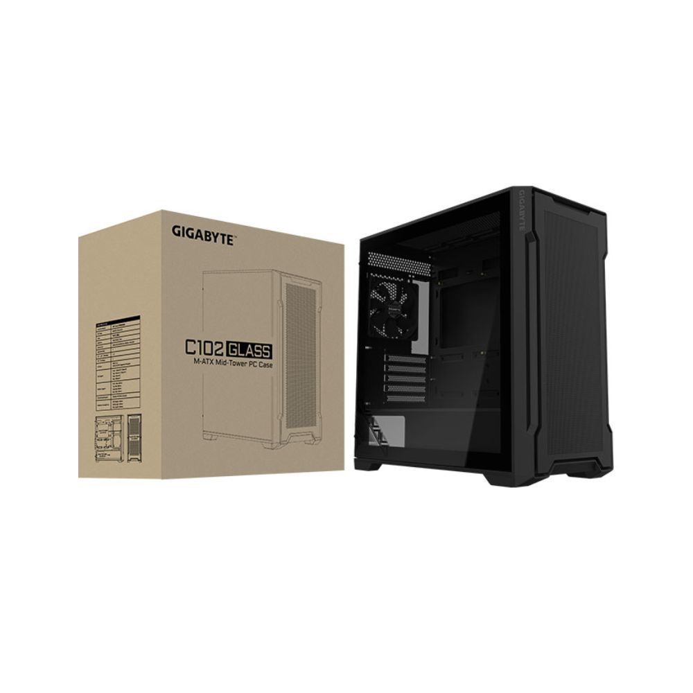 Vỏ máy tính Gigabyte C102 GLASS (Mid Tower/ M-ATX/ Đen)