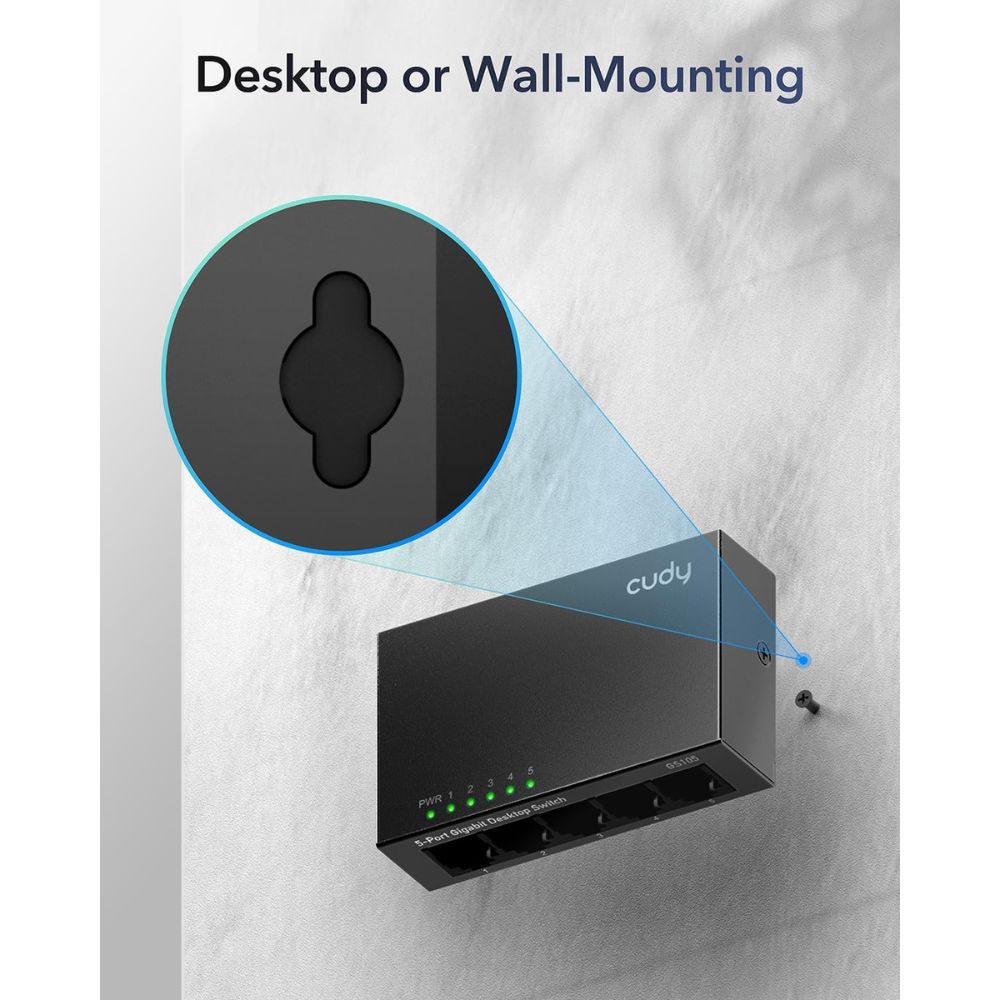 Switch Cudy GS105 (Gigabit 1000Mbps/ 5 Cổng/ Vỏ kim loại)