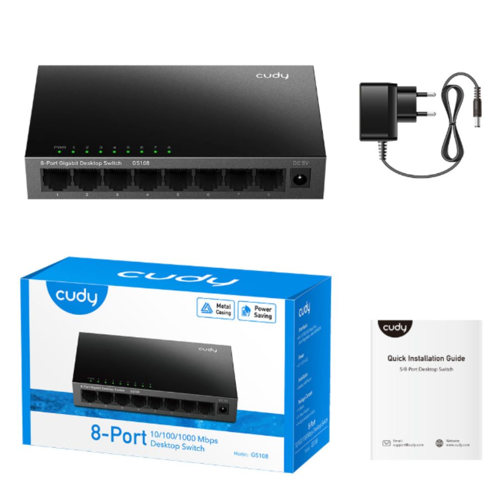 Switch Cudy GS108 (Gigabit 1000Mbps/ 8 Cổng/ Vỏ kim loại)