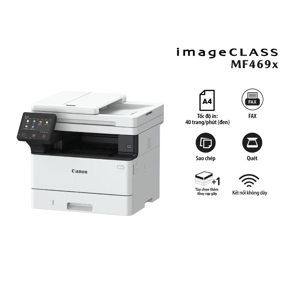 Máy in laser đen trắng Canon MF469X (A4/A5/ In/ Copy/ Scan/ Fax/ Đảo mặt/ ADF/ USB/ LAN/ WIFI)