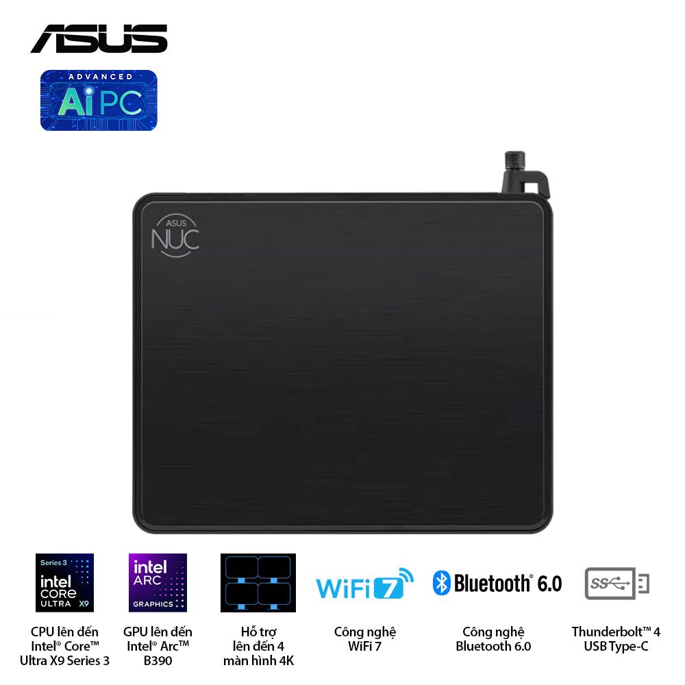 Mini PC Asus NUC 16 Pro RNUC16GDKX76C4H2 (Ultra 7 358H/ 32GB DDR5/ 1TB SSD/ Win11/ 3Y)