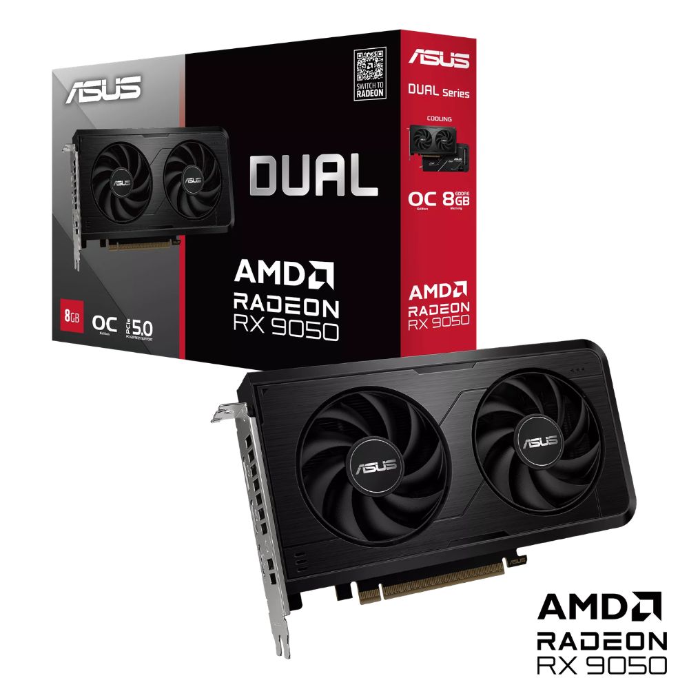 Cạc màn hình Asus Dual Radeon RX 9050 8GB GDDR6 OC Edition (GDDR6/ 128 bit)
