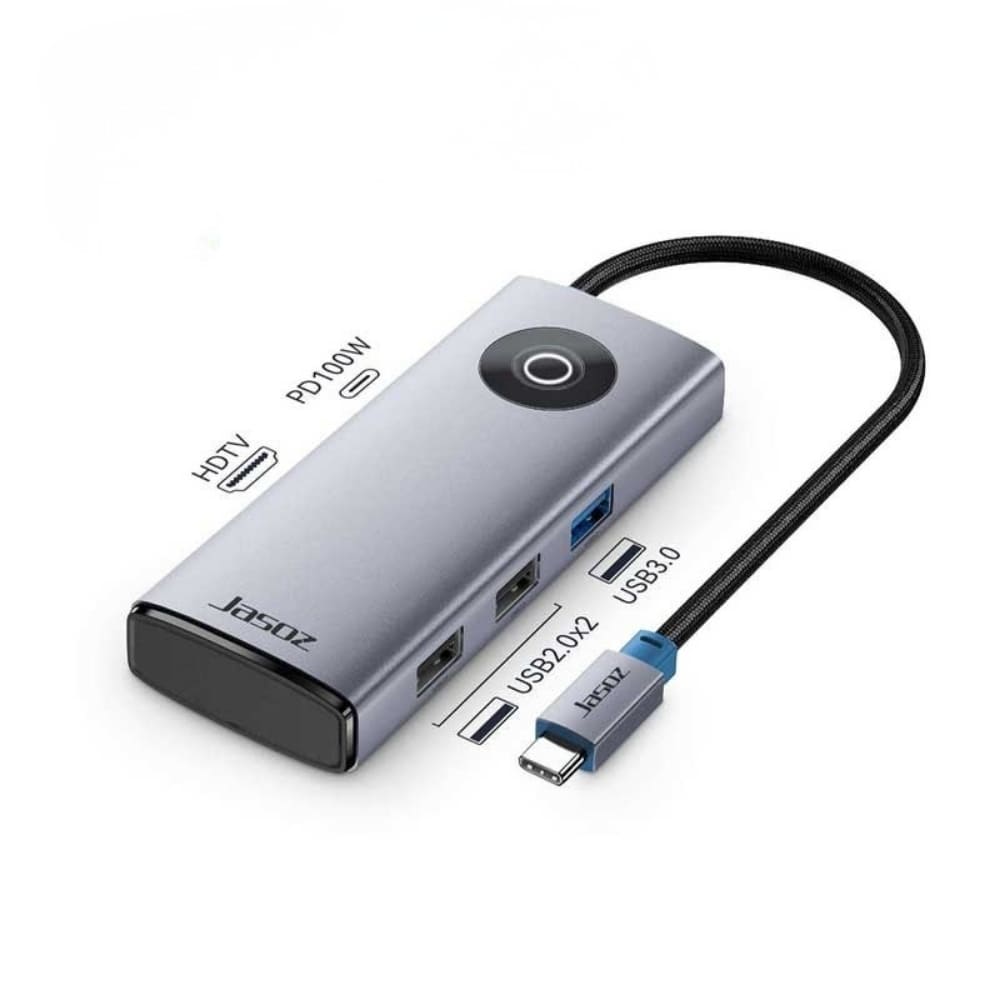 Bộ chuyển Jasoz T-H121 USB-C (Type C) sang HDMI 4K@30Hz, 2x USB 3.0, 2x USB 2.0, PD 100W