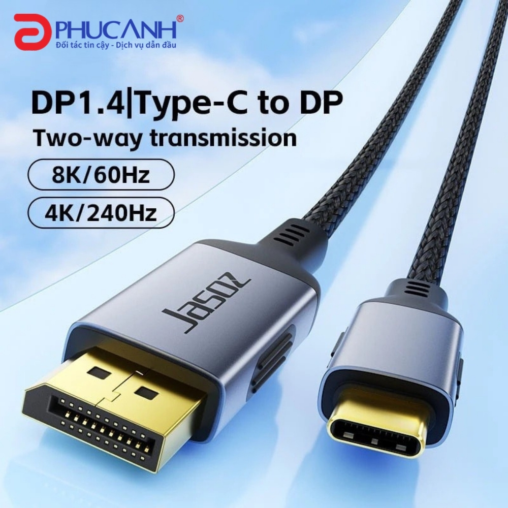 Cáp chuyển Jasoz T-A393 USB Type C sang Displayport 2M hỗ trợ 8K/60Hz