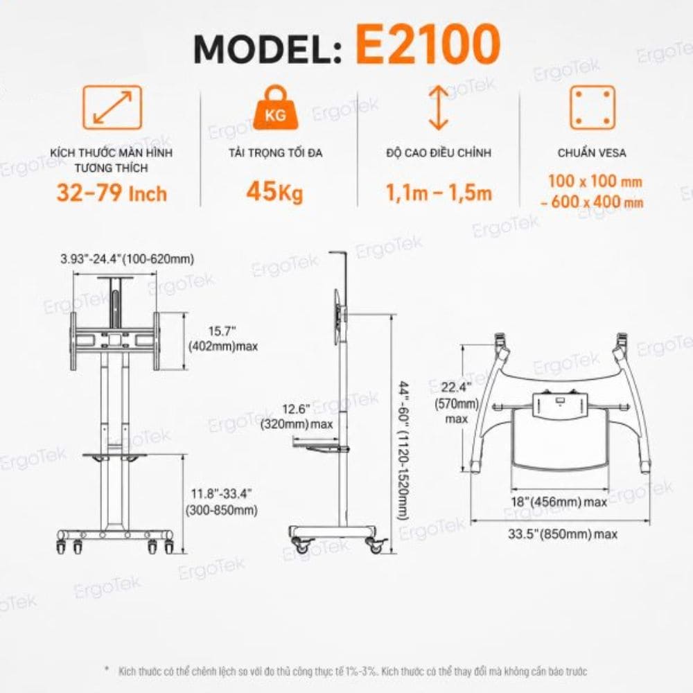 Giá treo Tivi di động Ergotek E2100 (32-79 inch) 