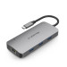 Bộ chuyển Lention CE57se USB-C 9 trong 1 USB Type-C sang 3 cổng USB 3.0, USB Type-C, HDMI, RJ45, SD card và cổng sạc PD (Màu xám)