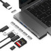 Bộ chuyển Lention CS64THCR USB-C 7 trong 1 USB Type-C sang HDMI, USB Type - C, 2 cổng USB 3.0, SD card, cổng sạc PD Thunderbolt 3 (Màu xám)