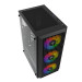 Vỏ máy tính KENOO ESPORT M300 - 3F - Mầu Đen - ( sẵn 3 fan mầu RGB cố định ) 